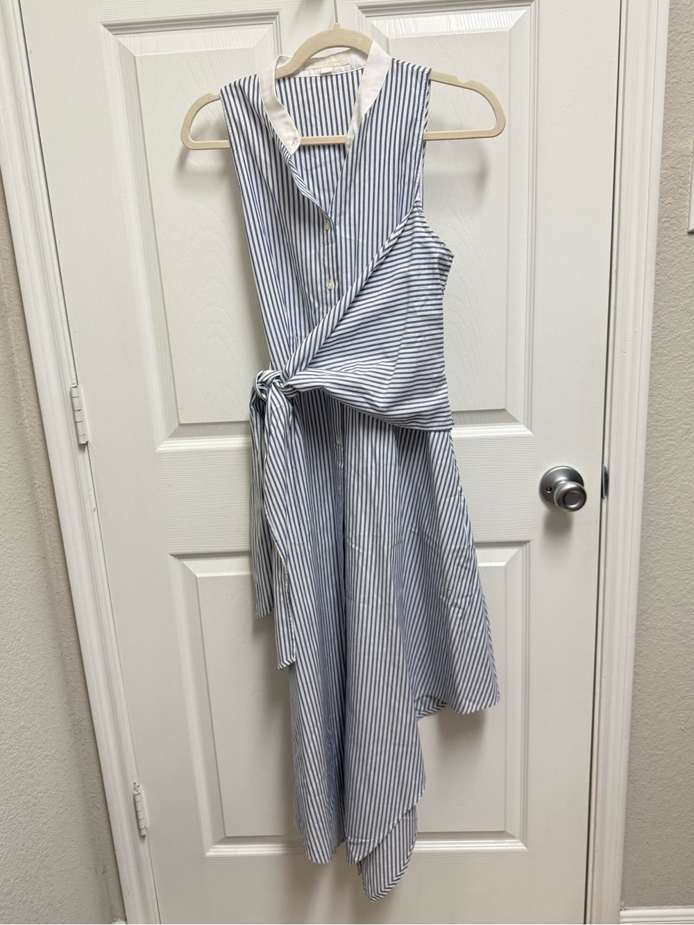 Jonathan Simkhai Striped Asymmetrical Side Tie Dress